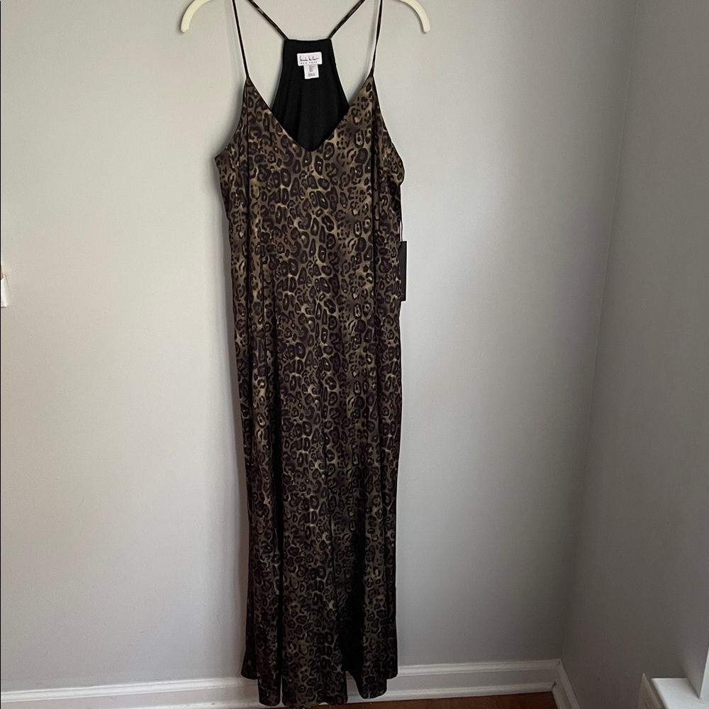 New Nicole Miller New York Leopard Print Sleeveless Maxi Dress Size Large - Picture 2 of 9